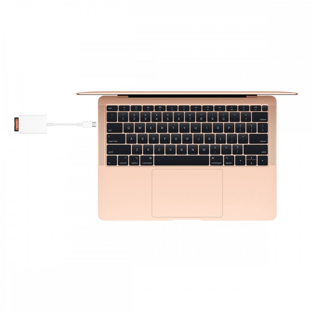 O adaptador USB‑C para Leitor de cartões SD transfere fotografias e vídeos de alta resolução a velocidades UHS‑II para o Mac, iPad ou iPhone com porta USB‑C — miniatura 4