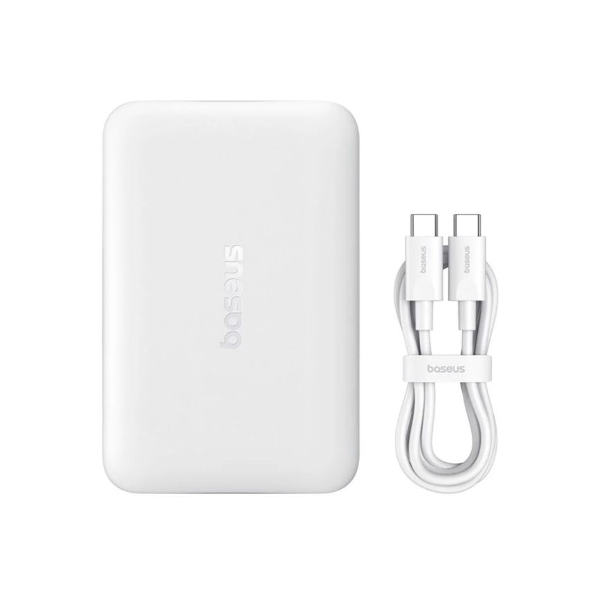 POWERBANK BASEUS ENERFILL FM11 MAGNETIC POWER BANK 10000MAH 30W MOON WHITE (INCLUDES SIMPLE USB-C TO